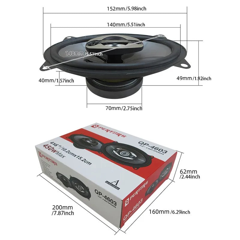 Q-PERTORS 2PCS 6X9inch 5-Way Coaxial Car Stereo Speakers Full Frequency 2X750W Power for Audio System Retrofit