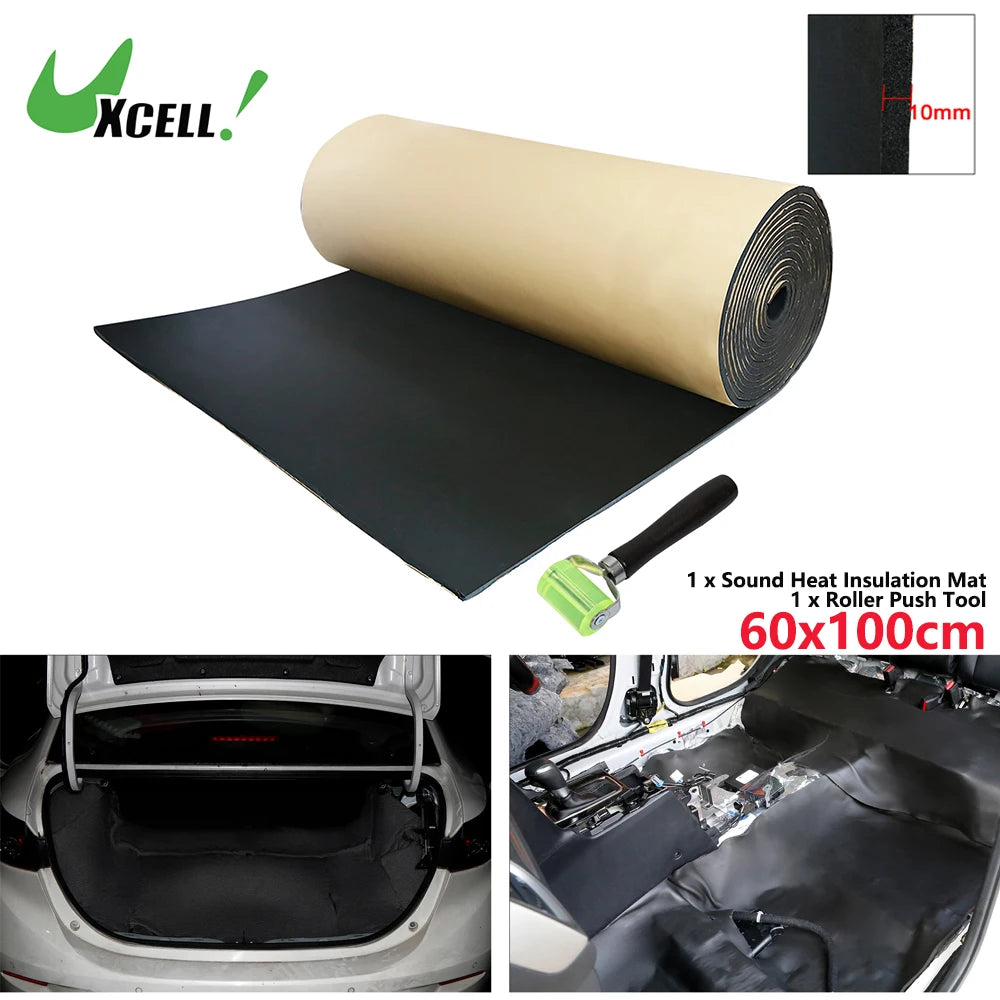 Uxcell 200X50cm 5mm 8mm 10mm 10.76sqft Car Acoustic Foam Floor Tailgate Sound Insulation Deadener Mat Noise Reduction Pad Black