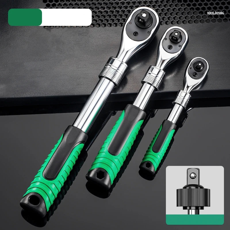 Telescopic Socket Ratchet Wrench for Automotive Repair Adjustable Head Ratchet Set 72 Tooth Quick Release Wrench Manual Tool
