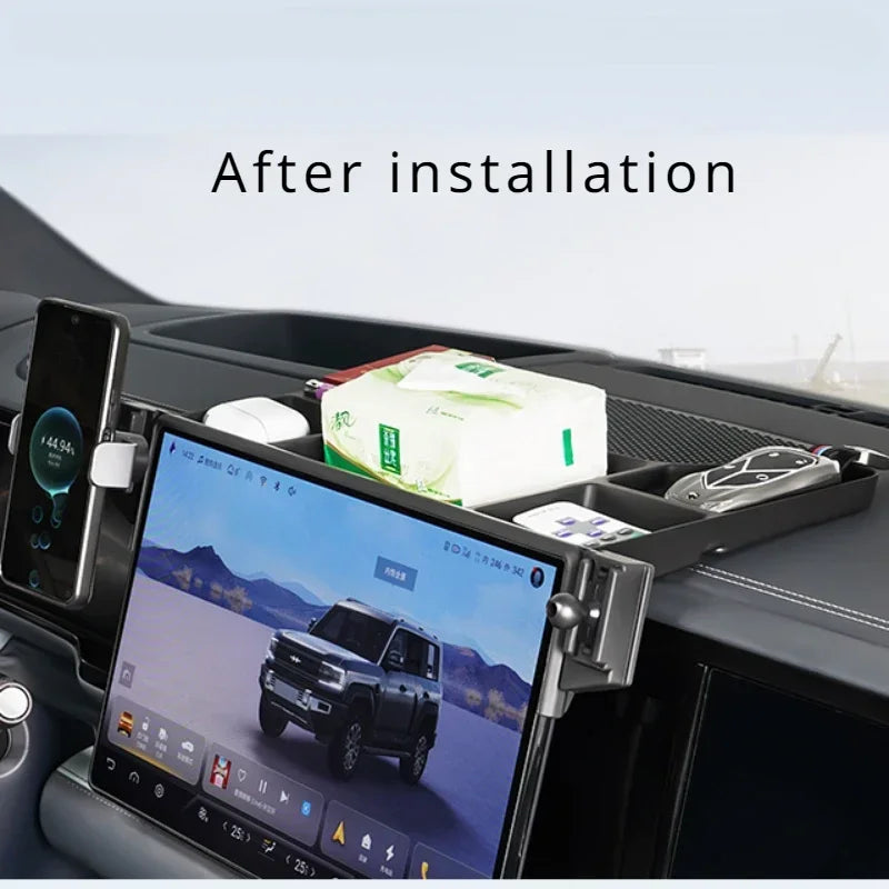 Car Navigation Cell Phone Holder Holder Center Screen Rear Storage Box  For BYD Leopard 5 Interior Refit Accessories