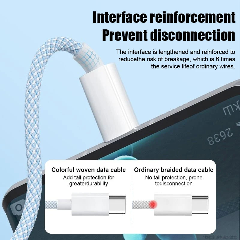3IN1 100W 6A Car Fast Charging USB Cable For iPhone 14 13 12 11 15 17 16 Pro Max Samsung Xiaomi PD Cable Tablet Type C Data Cord
