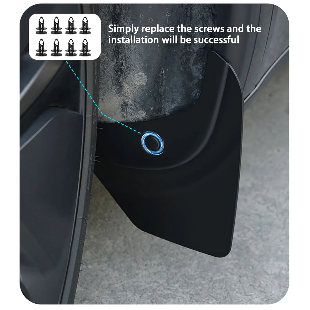Mud Flaps For Tesla New Model Y 2025 Launch Juniper  No Drilling/Tape Splash Guards Fenders Mudguards Mudflaps