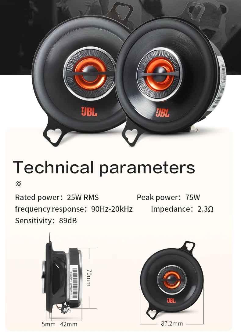 JBL car audio speaker 3.5-inch coaxial tweeter midrange bass full-range car speaker 3.5-inch pair GX328