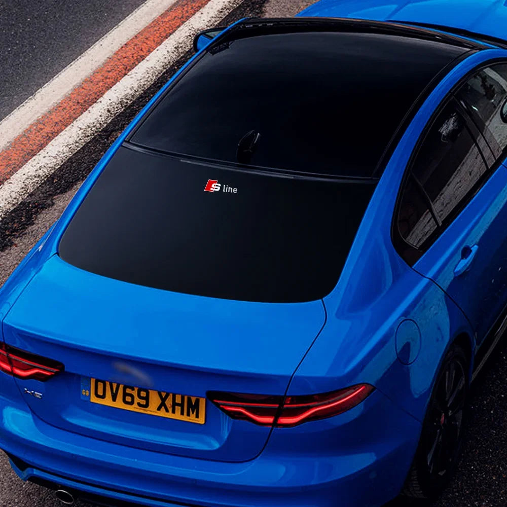 For Audi  Car Styling PVC Logo Side Body Fender Windshield Trunk Bumper Sticker RS S Line A3 A4 A5 A6 A7 Quattro Q2 Q3 Q5 Q7
