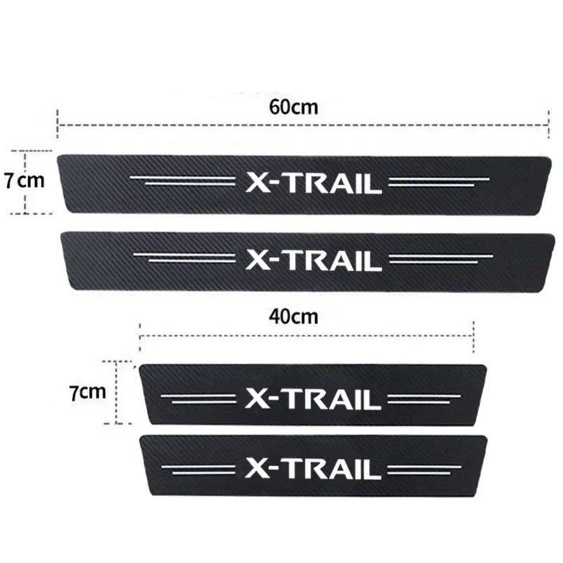 Carbon Fiber Car Door Sill Threshold Anti Protective Stickers Decals For Nissan X-Trail Rear Trunk Bumper Anti Scratch Strips