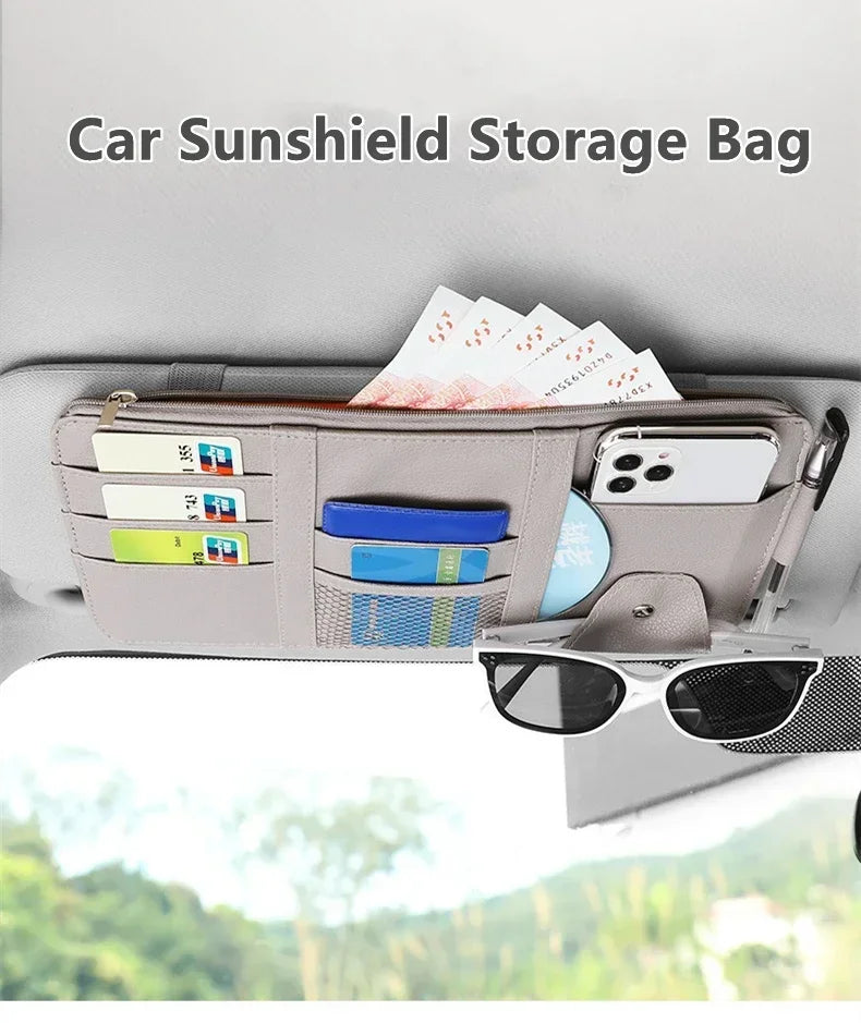 Car Sun Visor Bill Pen Business Card Holder Organizer Storage Box Sunglasses Clip Stowing Tidying Car Accessories