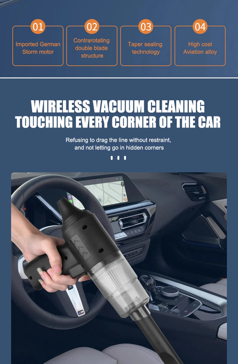 Xiaomi  2900000PA Car Wireless Vacuum Cleaner 120W Powerful Portable Handheld For Home & Auto Lightweight Cordless Rechargeable
