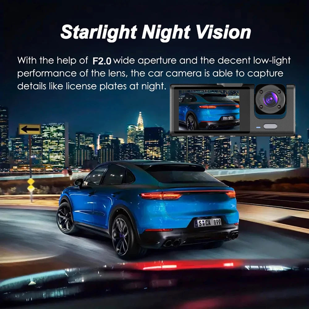 WIFI APP Control Car Dvr 3 Channel 1080P Dash Cam for Cars Front and Rear View Recorder Video Car Camera for Car Assecories