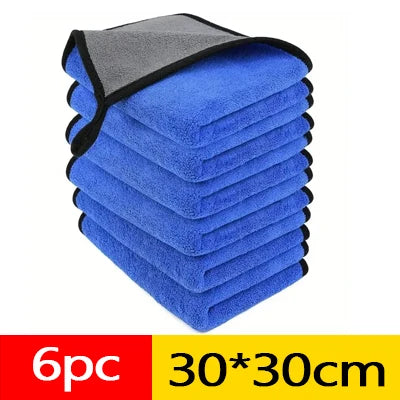 1/3/6pcs Microfiber Car Washing Towel Soft Quick Drying Windows Mirrors Wiping Rags Home Double Layer Cleaning Cloths