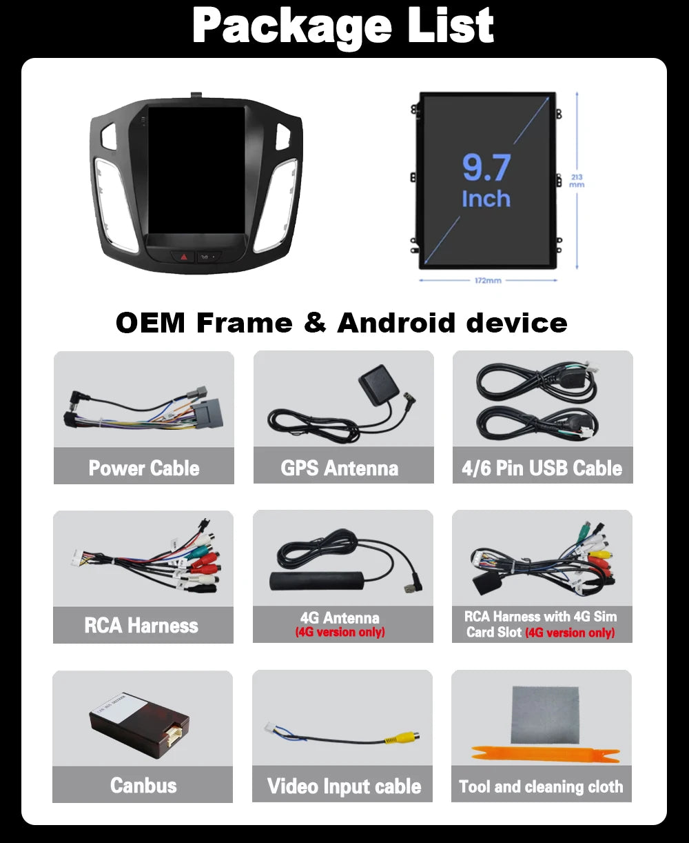9.7 inch 8Core Android 15 Car Radio for Ford Focus 3 Mk 3 2011 2012 - 2019 Multimedia Video Player 2Din Carplay Auto Stereo DVD