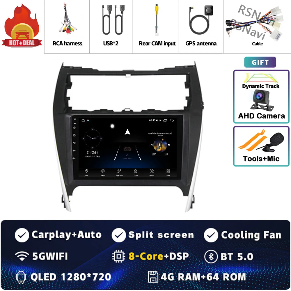 Android 15 For Toyota Camry US 2012 - 2014 2K QLED Android Car Radio Multimedia Video Player GPS Stereo CarPlay 4G Head Unit