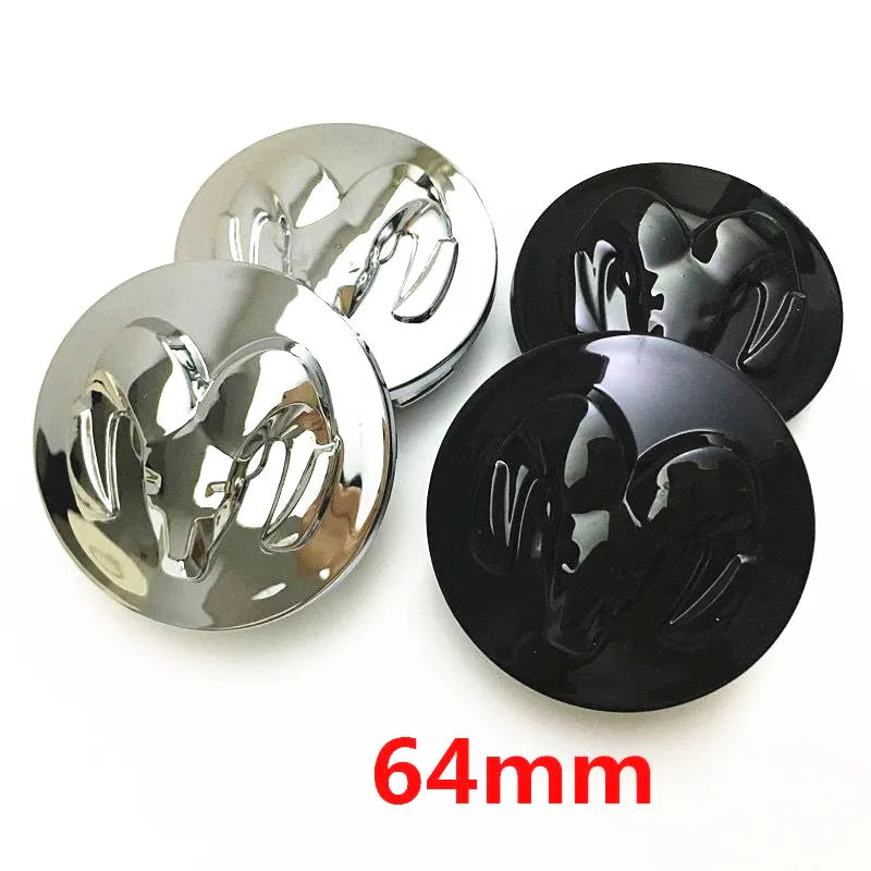 4pcs x 64mm Car Logo Wheel Center Hub Caps Rim Cover Emblem Sticker For Dodge Charger Challenger Hell Cat SRT Chrysler 300C