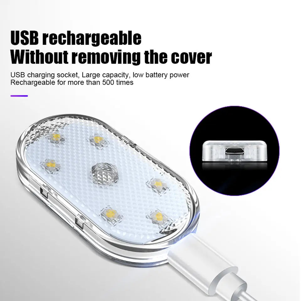 Car Interior Ambient Light USB Rechargeable Cabinet Light Room Decor RGB Lights Atmosphere LED Lamp Magnet Wireless Light