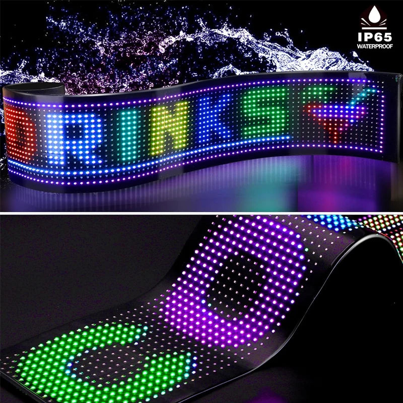 Dynamic Devil Eyes Light for Cars Truck Windshield Programmable LED Display Flexible Soft Screen Bluetooth APP Remote Control