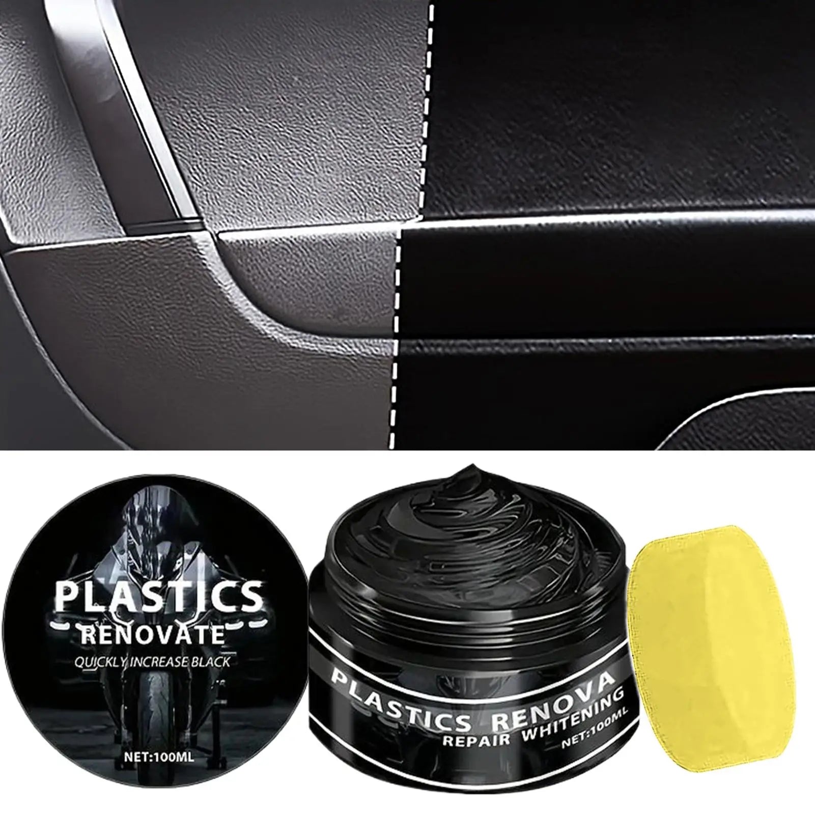 Car & Motorcycle Renovation Wax Plastic & Rubber Repair Cream - Nano Enhanced Black Car Wax Renovation Wax Interior Restorer