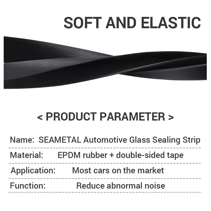 SEAMETAL Car Door Window Seal Strip Rubber V Shape Auto Side Window Gap Filler Weatherstrip Noise Insulation Protector Strips
