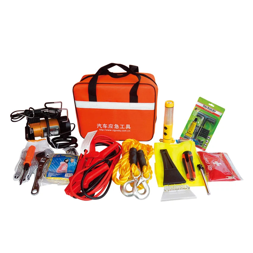 Travel Car Emergency Tool With Tire Gauge Repair Assistance Roadside Tool Kits
