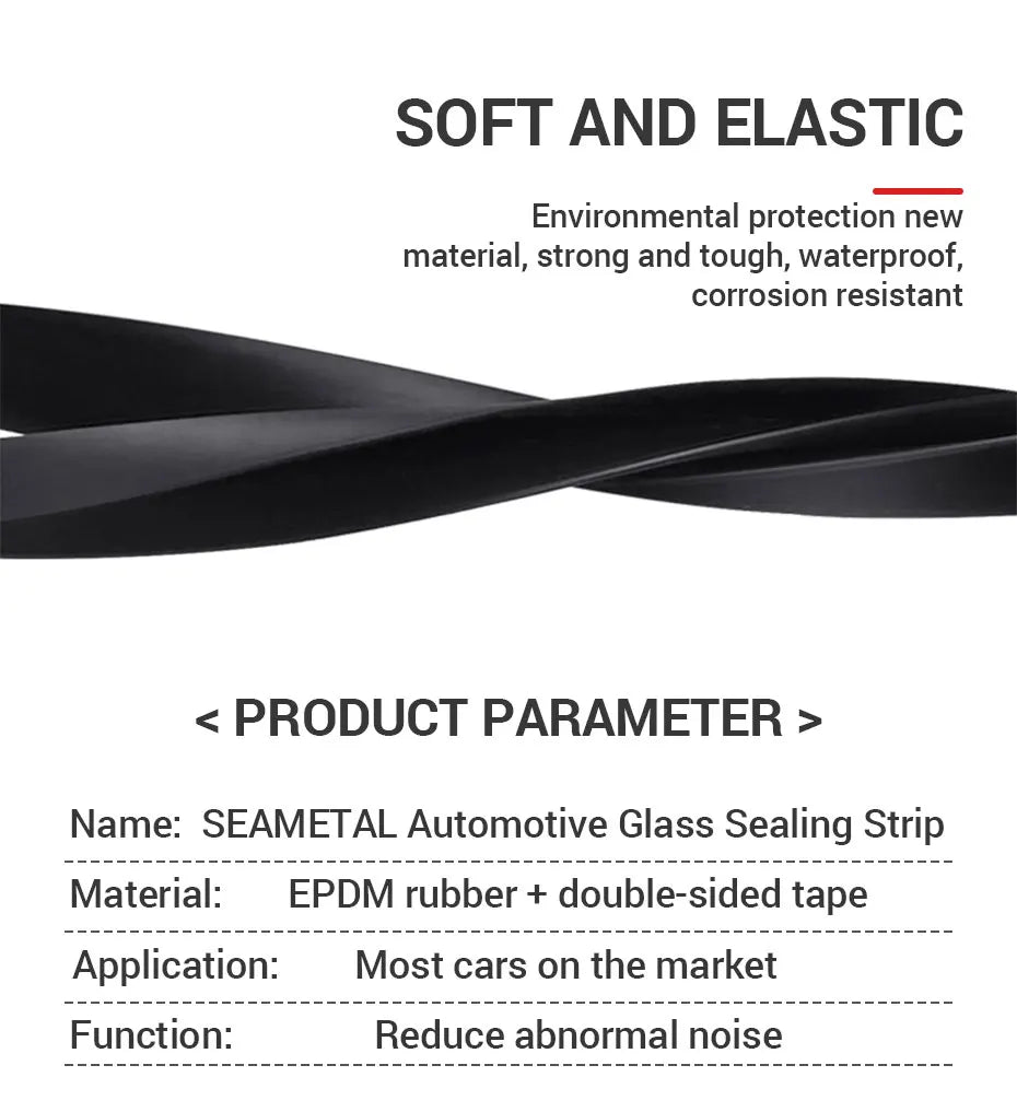 SEAMETAL Car Door Window Seal Strip Rubber V Shape Auto Side Window Gap Filler Weatherstrip Noise Insulation Protector Strips