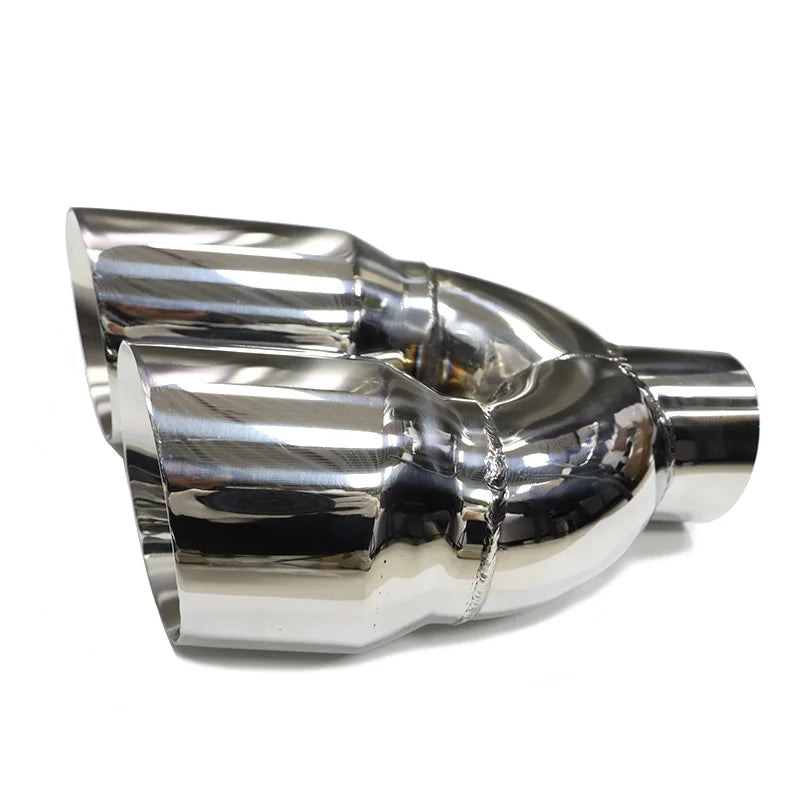 Y Shape Car Dual Exhaust Tip Universal Muffler Tip Stainless Steel Exhaust Pipe Nozzle 2.8" Inlet Tailpipe 8.46" Outlet Nozzle
