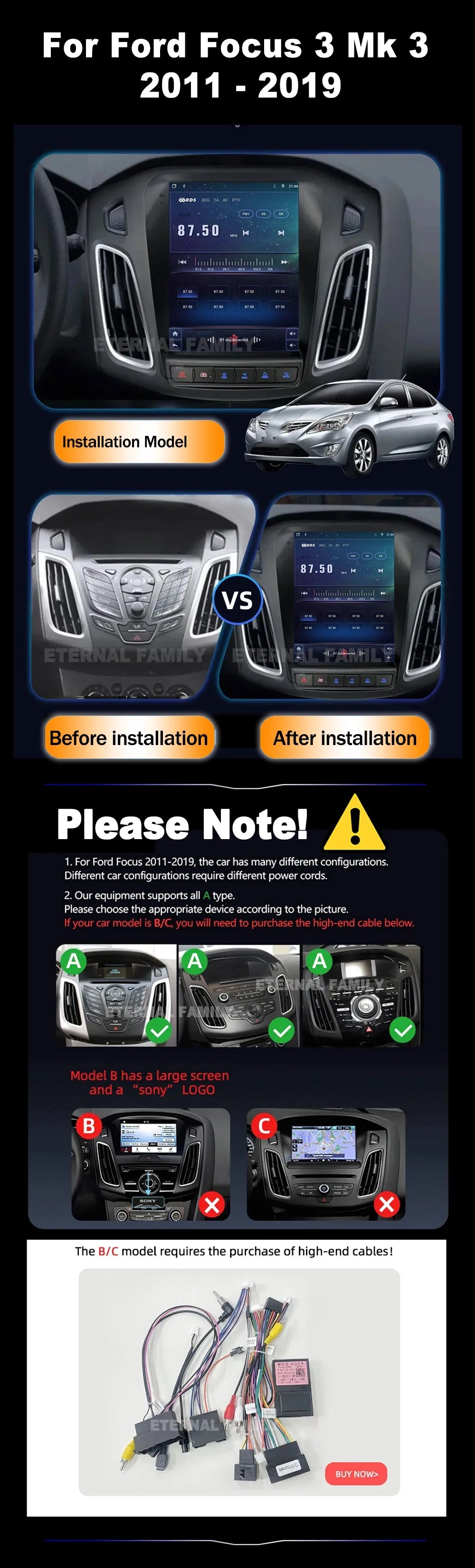 9.7 inch 8Core Android 15 Car Radio for Ford Focus 3 Mk 3 2011 2012 - 2019 Multimedia Video Player 2Din Carplay Auto Stereo DVD