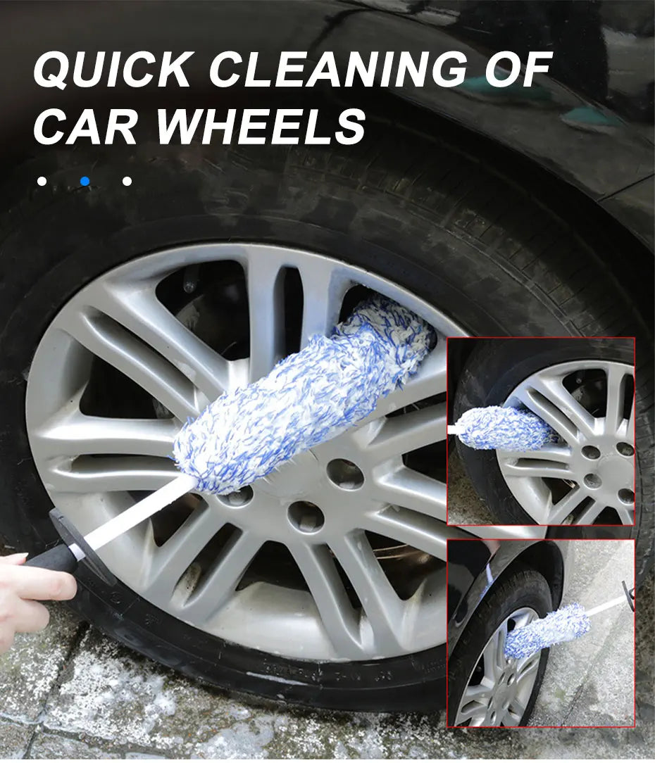 SEAMETAL Car Wash Microfiber Wheels Brush Non-Slip Ultra Soft Car Cleaning Gloves Mitt Car Wheel Spokes Brushes Car Accessories
