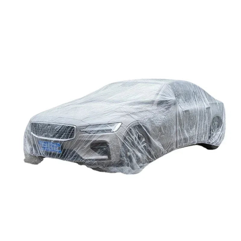 Universal Car Shield Cover PE Transparent Covers With Elastic Band Rain Dust Resistant Scratch-Proof Full Car Protective Shield
