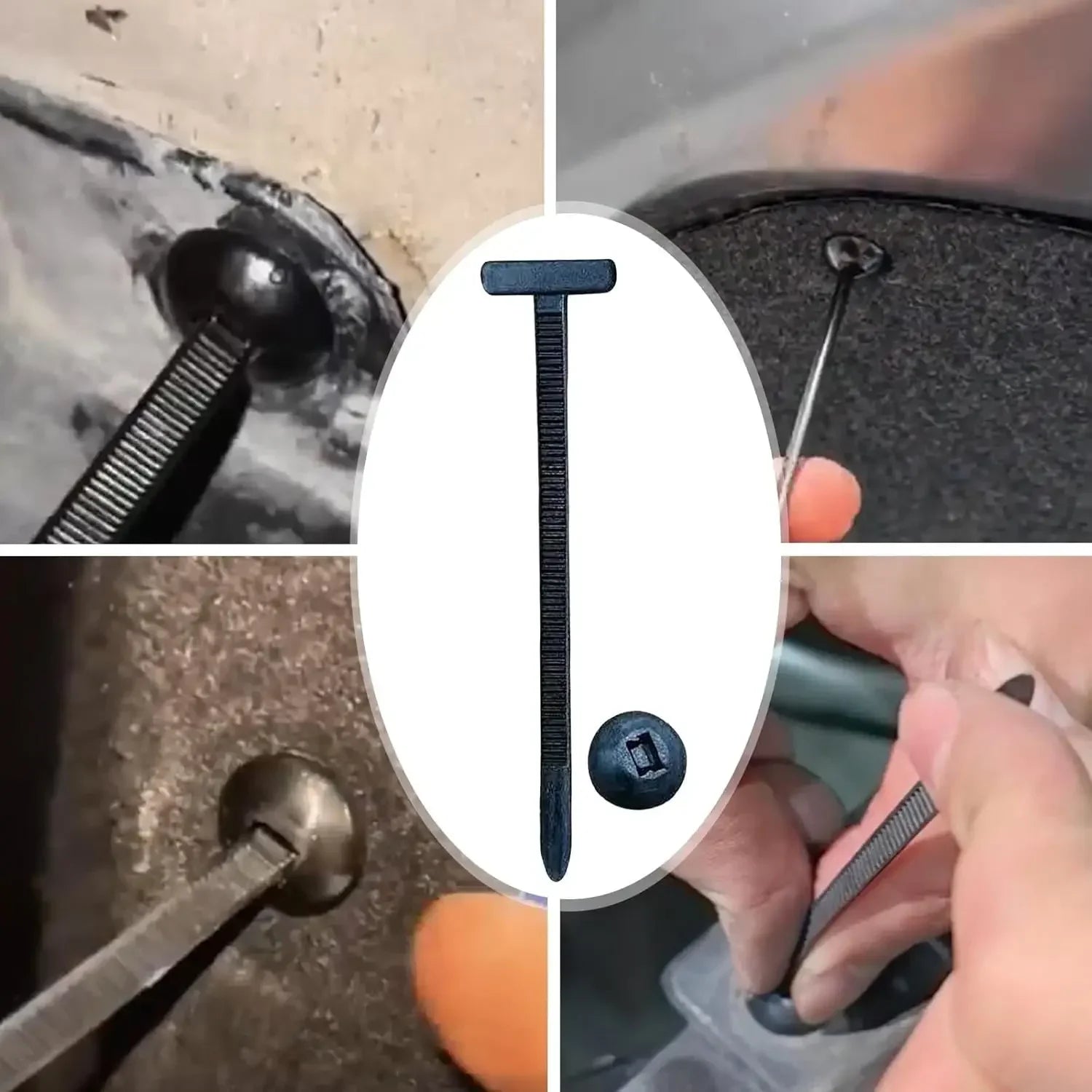 Nylon Universal Cable Tie Buckle Heavy Duty Self-Locking Zip Ties Holder with Pin Fasteners Car Body UV Resistant Zipties