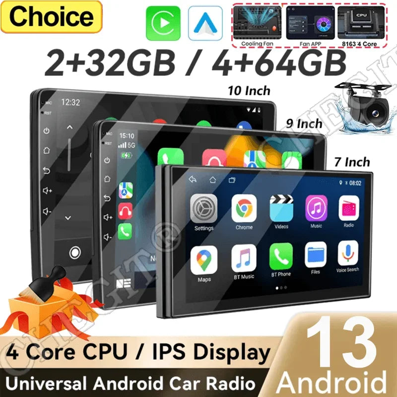 Universal 7/9/10 inch Android 13 Car Radio 64G Autoradio android 2 Din car radio GPS BT Central Multimedia Smart car systems