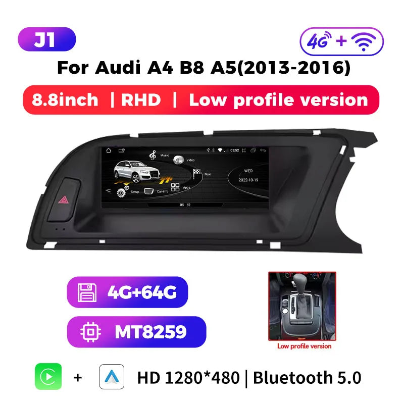 wireless carplay Android auto bluetooth car stereo radio for audi a4 b8 a5 S4 Multimedia Player Navigation GPS touch screen RHD