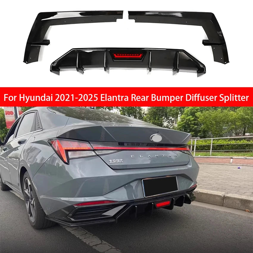 For Hyundai Elantra 2021 2023 2025 Rear Bumper Diffuser Splitter Chin Spoiler Exhaust Pipe Bodykit Car Tuning Accessories
