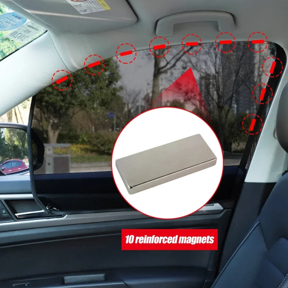Car 5D Magnetic Mesh Sunshade Heat Insulation Strong Magnetic Adsorption Type Sunscreen Covers Car Side Window Blackout Curtains