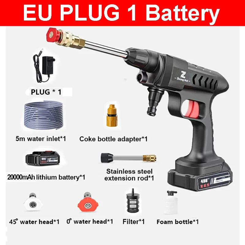 20000mAh Portable Cordless Pressure Washer 300W 60Bar Foam Generator Spray Cleaner Suitable for Car Washing Garden Watering