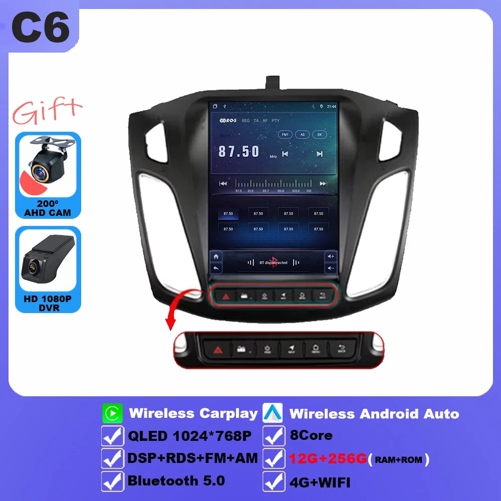 9.7 inch 8Core Android 15 Car Radio for Ford Focus 3 Mk 3 2011 2012 - 2019 Multimedia Video Player 2Din Carplay Auto Stereo DVD