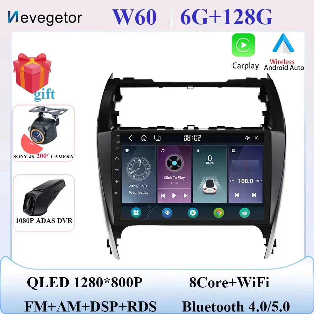 Android 15 For Toyota Camry 7 XV 50 55 2012 2013 2014-2015 2016 2017 Multimedia Carplay Car PlayerNavigation Screen GPS Radio