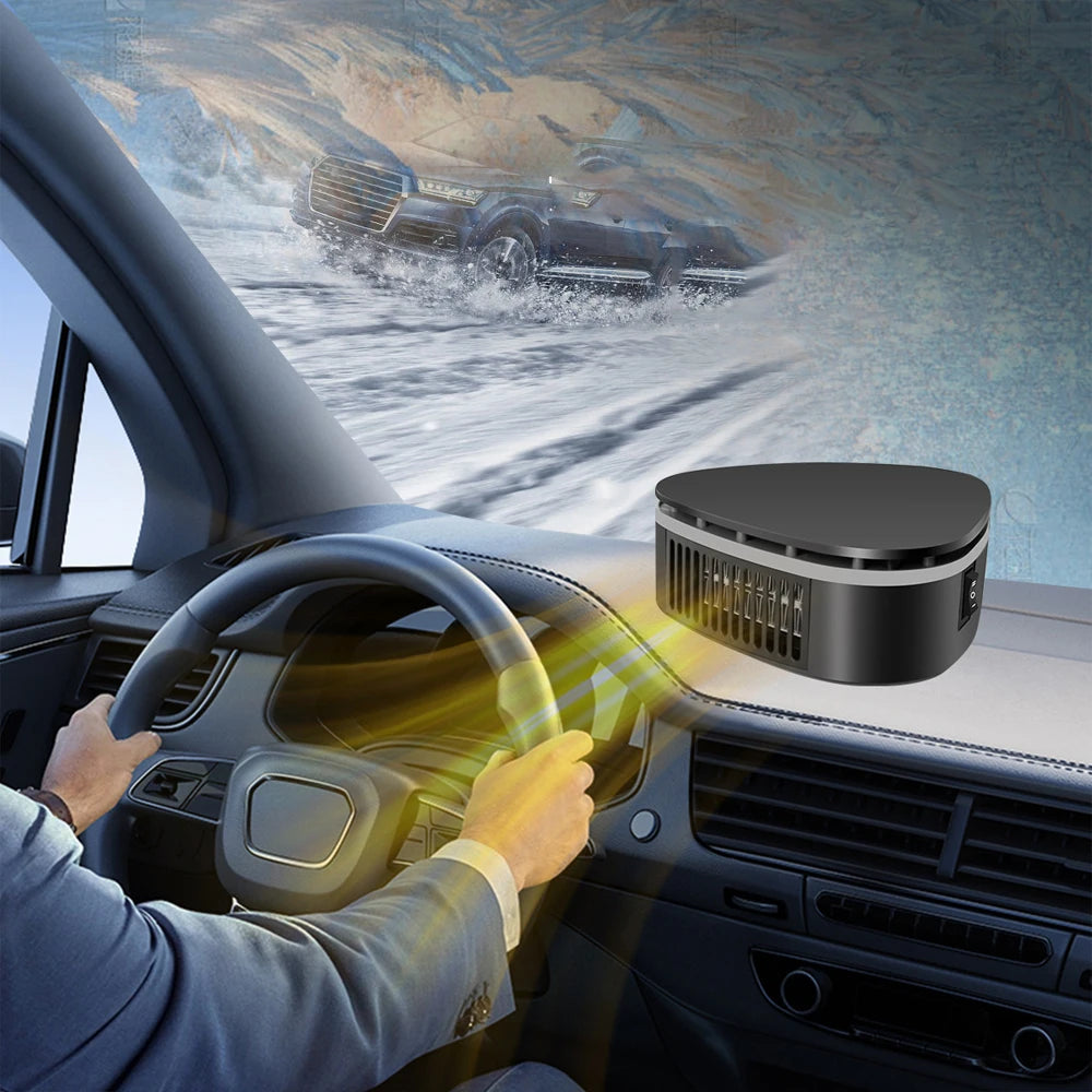 Car Heater 12V Windshield Defrosting Defogging Fan Winter Heating Cooling Fan 360° Adjustable Heating Fan With Suction Cup