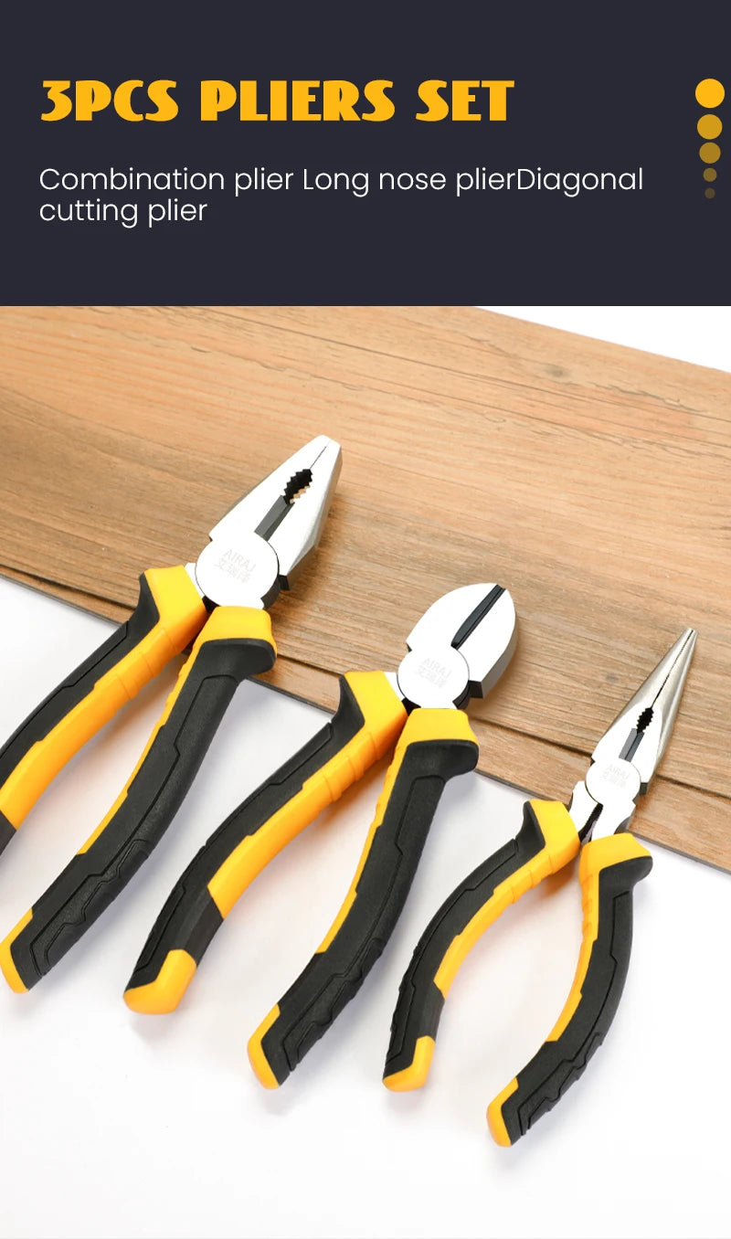 AIRAJ 6/8 Inch Wire Pliers Sharp Large Opening Stripping Pliers Industrial Grade Multifunctional Hardware Manual Tools