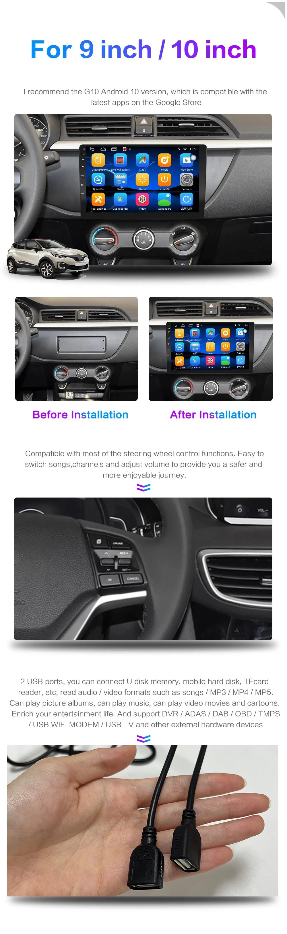 Universal 7/9/10 inch Android 13 Car Radio 64G Autoradio android 2 Din car radio GPS BT Central Multimedia Smart car systems