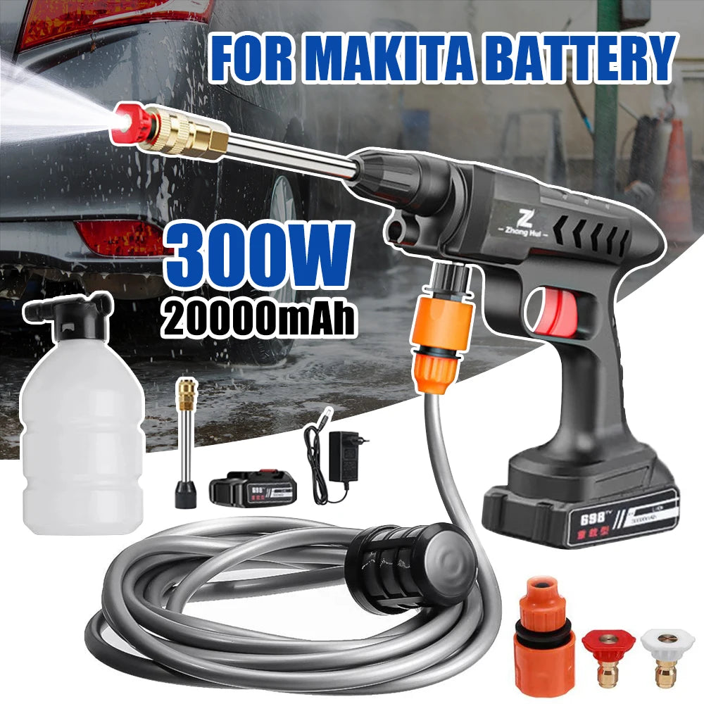20000mAh Portable Cordless Pressure Washer 300W 60Bar Foam Generator Spray Cleaner Suitable for Car Washing Garden Watering