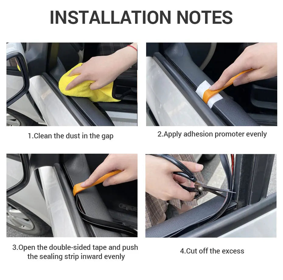SEAMETAL Car Door Window Seal Strip Rubber V Shape Auto Side Window Gap Filler Weatherstrip Noise Insulation Protector Strips