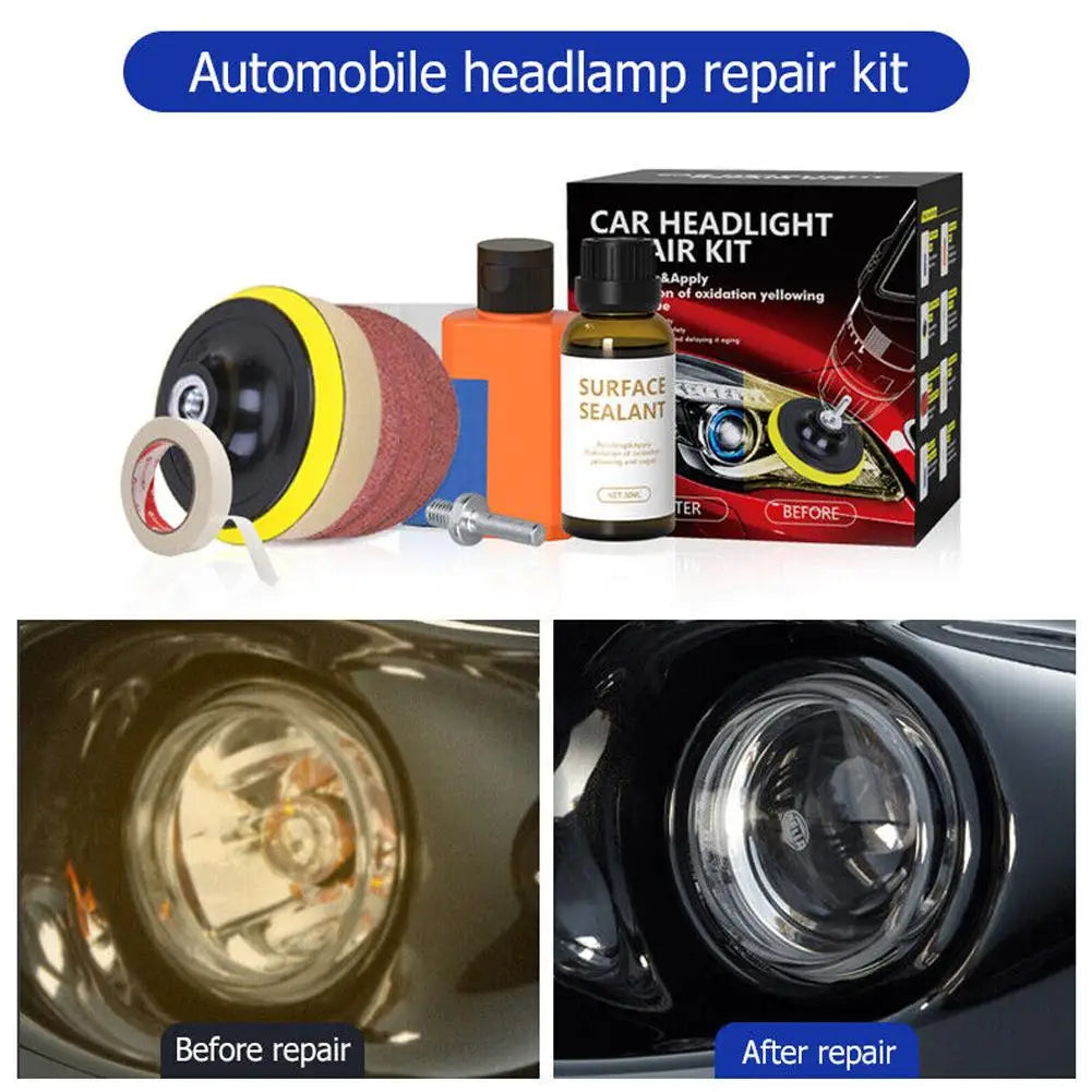 Car Headlight Repair Kit Car Lamp Shade Scratches Repair Polisher Restorer Polishing Paste Set  Refurbishment Cleaning Tool