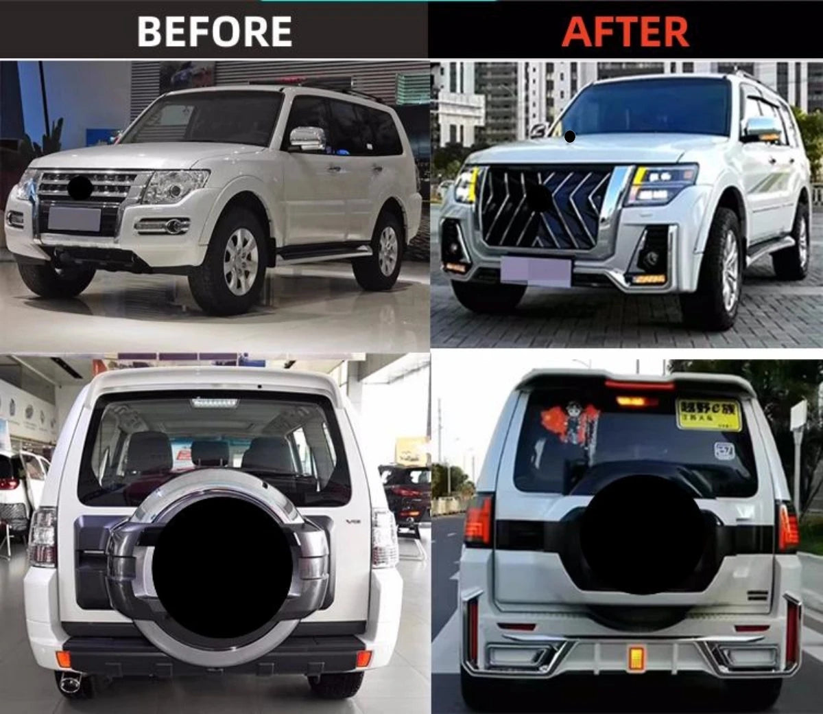 Body Kit for Mitsubishi Pajero V93 V97 V98 15-20 modified Grill Bumper Headlight Taillight Tail Wing Surround Car Accessories
