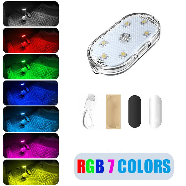 Car Interior Ambient Light USB Rechargeable Cabinet Light Room Decor RGB Lights Atmosphere LED Lamp Magnet Wireless Light