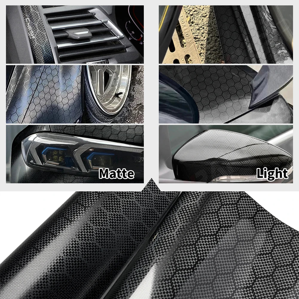 9D Carbon Fiber Car Sticker Self Adhesive Glossy Black Vinyl Wrap Film Anti-Scratch Auto Decoration Sticker for Cars Accessories