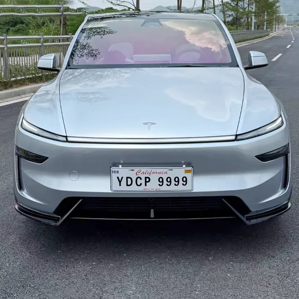 For 2025+ Tesla Model Y Juniper Front Bumper Lip Front Guard Trim Spoiler ABS Black Carbon Body kit Front Lip Accessori auto