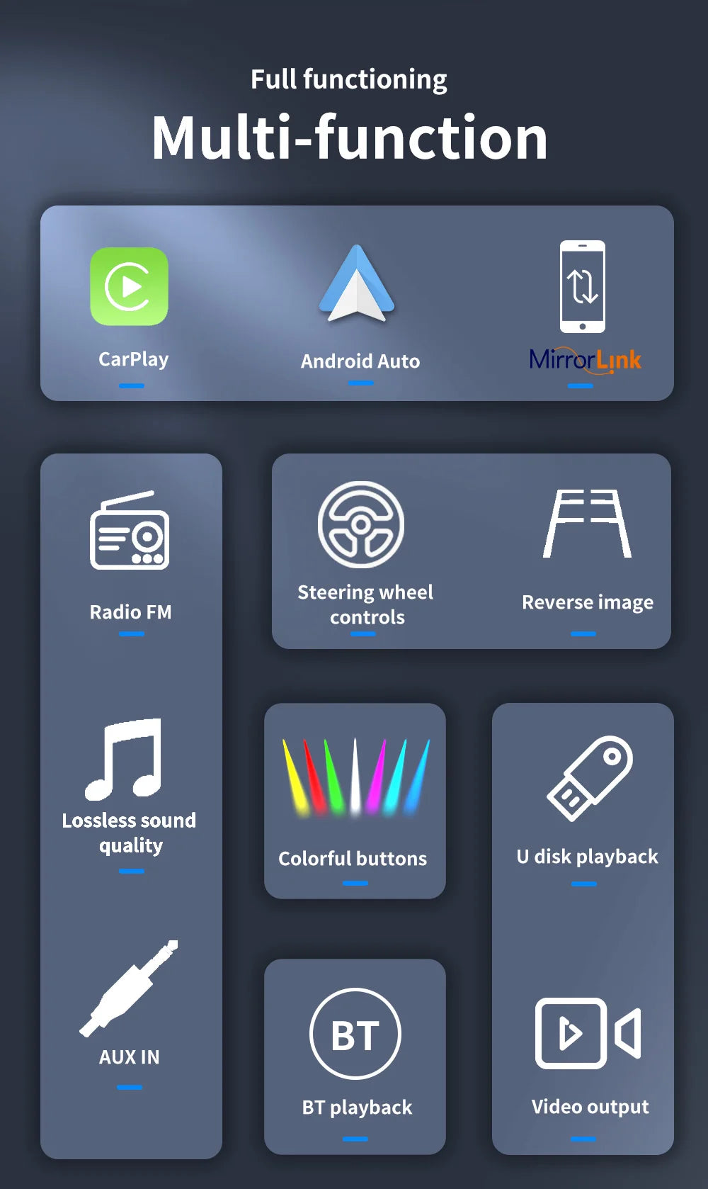 7/9/10inch 2 Din Car Audio Android 13 4/8Core Android auto Carplay 64G Automotive Multimedia Player BT Car intelligent Systems