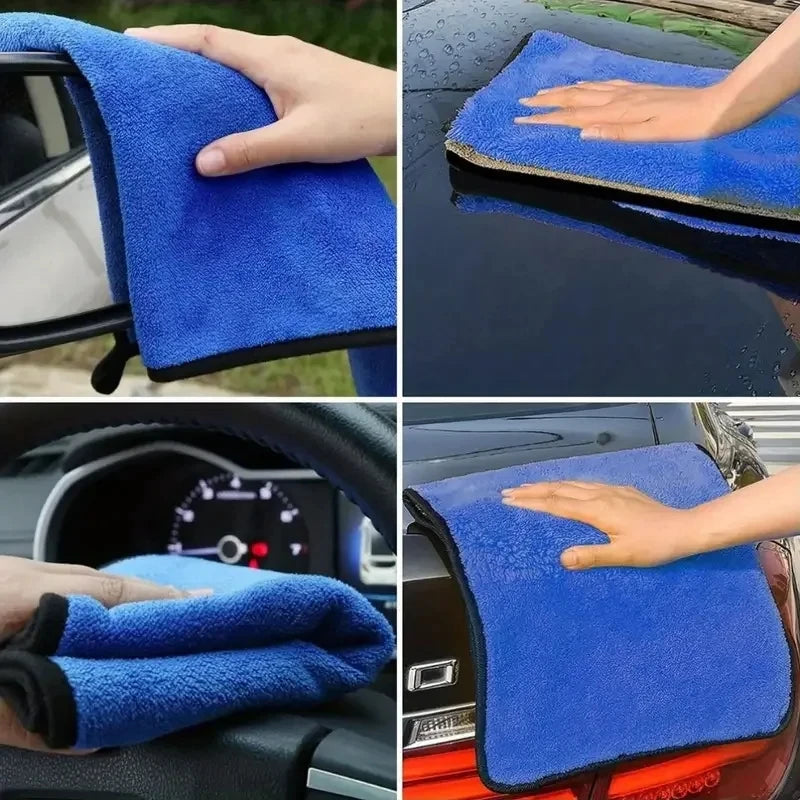 1/3/6pcs Microfiber Car Washing Towel Soft Quick Drying Windows Mirrors Wiping Rags Home Double Layer Cleaning Cloths