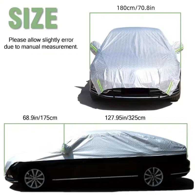 1pc All-Weather Half Car Body Cover - Waterproof, Dustproof, UV & Snow Resistant for Sedans, Protects Windshield and Roof