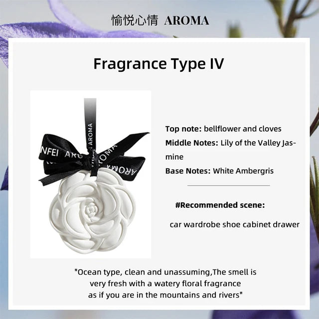 Car Hanging Air Freshener Beautiful White Flower Perfume for Car Styling Aroma Fresh Air Purifier Interior Decorations Ornament