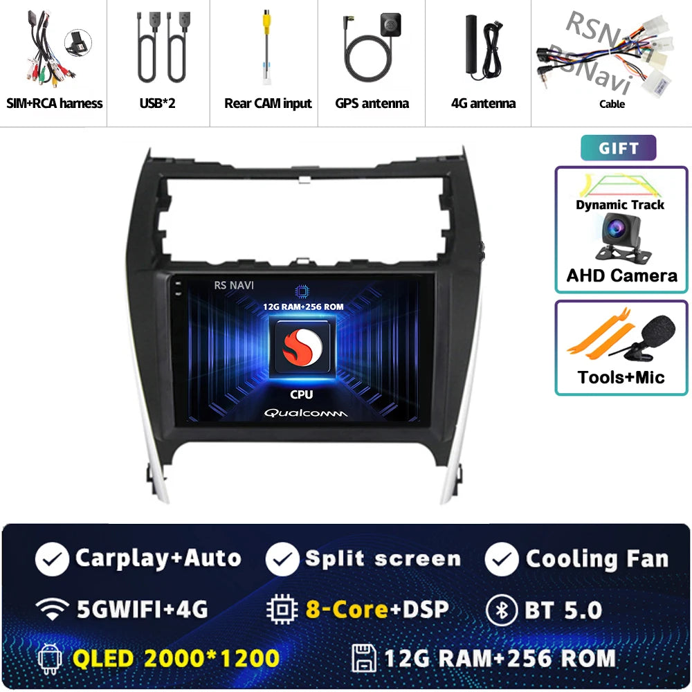 Android 15 For Toyota Camry US 2012 - 2014 2K QLED Android Car Radio Multimedia Video Player GPS Stereo CarPlay 4G Head Unit