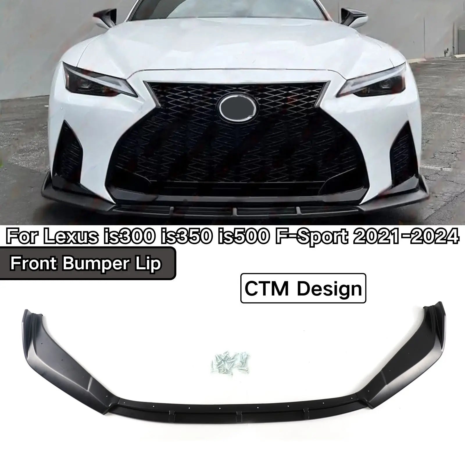 For Lexus Is300 Is350 Is500 F-Sport 2021 2002-2024 Front Bumper Lip Spoiler Splitter Glossy Black 3PCS Body Kit Car Accessories